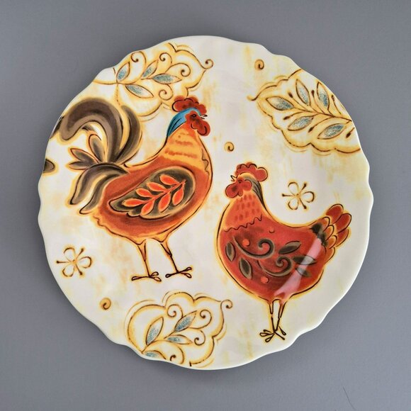 Pier 1 Other - Pier 1 Gallo Dinner Plate, Whimsical Roosters, c2013-15 Discontinued Replacement
